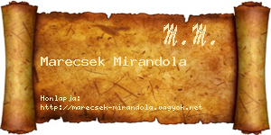 Marecsek Mirandola névjegykártya